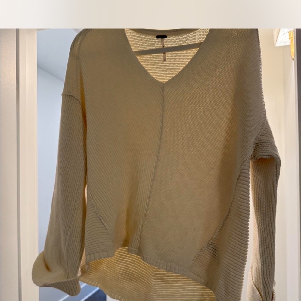 Free People Khaki V-Neck Sweater